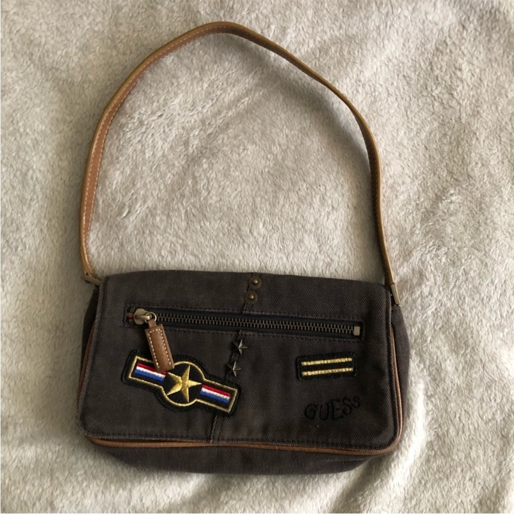 Guess Y2K Military Leopard Cheetah Print Small Mini Shoulder Bag Baguette